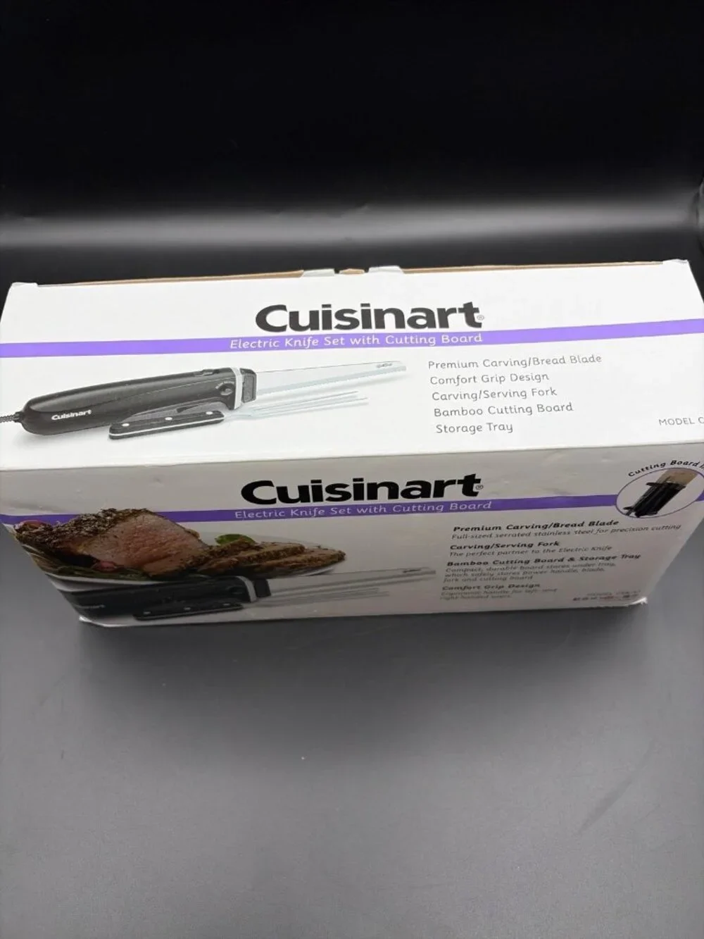 Cuisinart Electric Knife Set Cutting Board Stainless Steel/Black Fork CEK-41 New